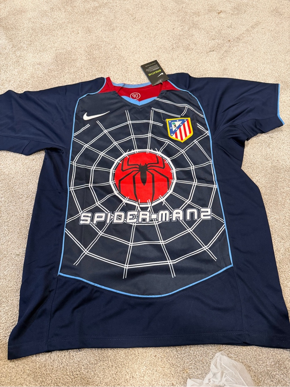 Nike men’s atletico madrid spider man slim fit soccer jersey retro